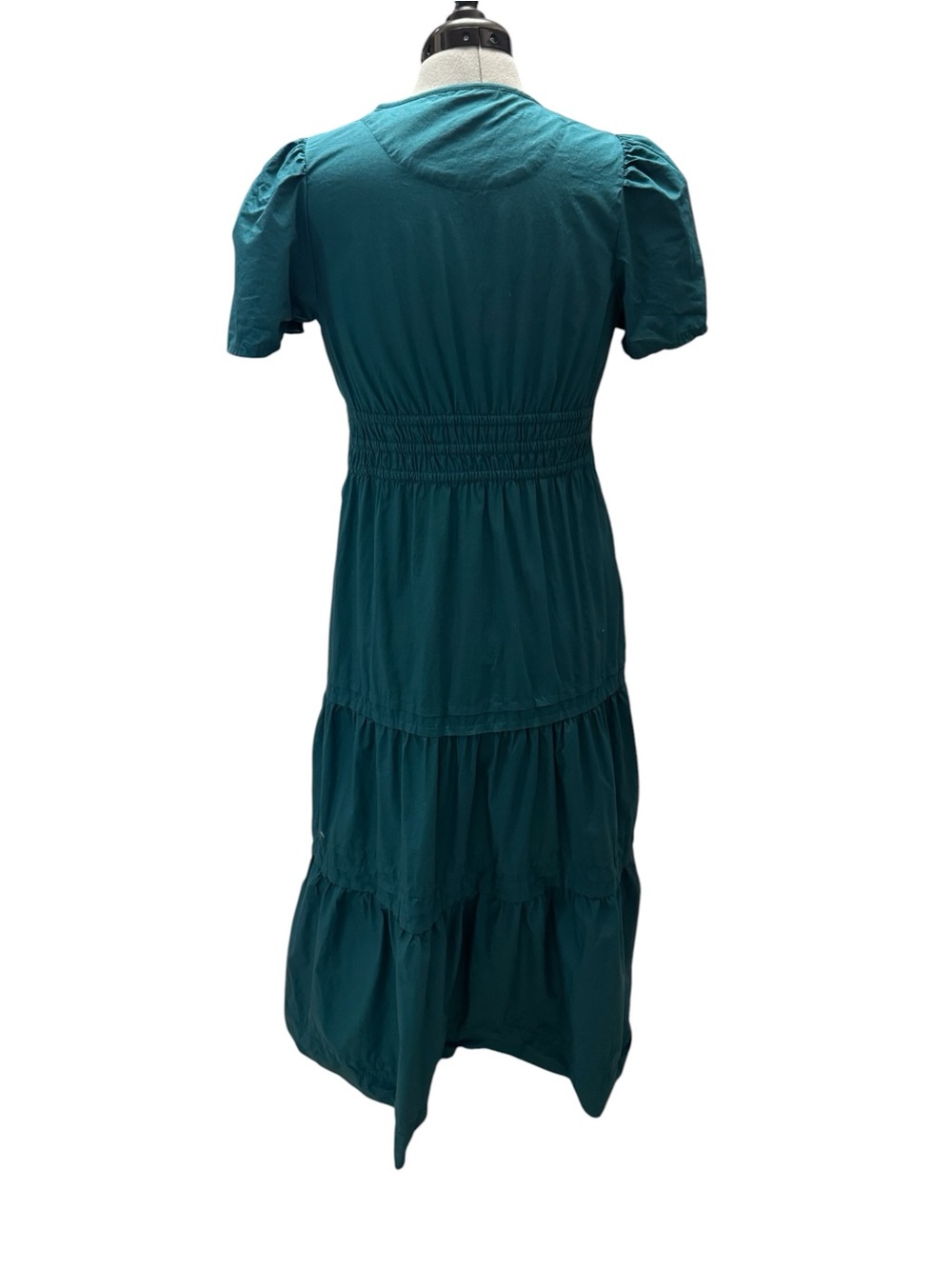 Quince Teal Puff-Sleeve Tiered Maxi Dress - Picture 2 of 5